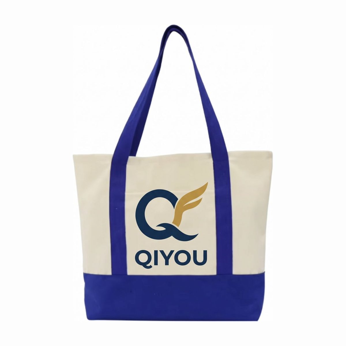 Custom two-tone tote bag with logo